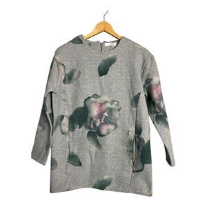 Pretzel Womens Floral Fleece Sweatshirt Pullover Medium Comfy Casual Cottage